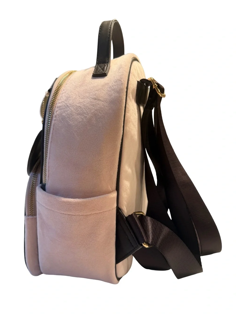 Juicy Couture Light Blush Pink Embroidered Heart Logo Velour Backpack. (P236) - Picture 4 of 12